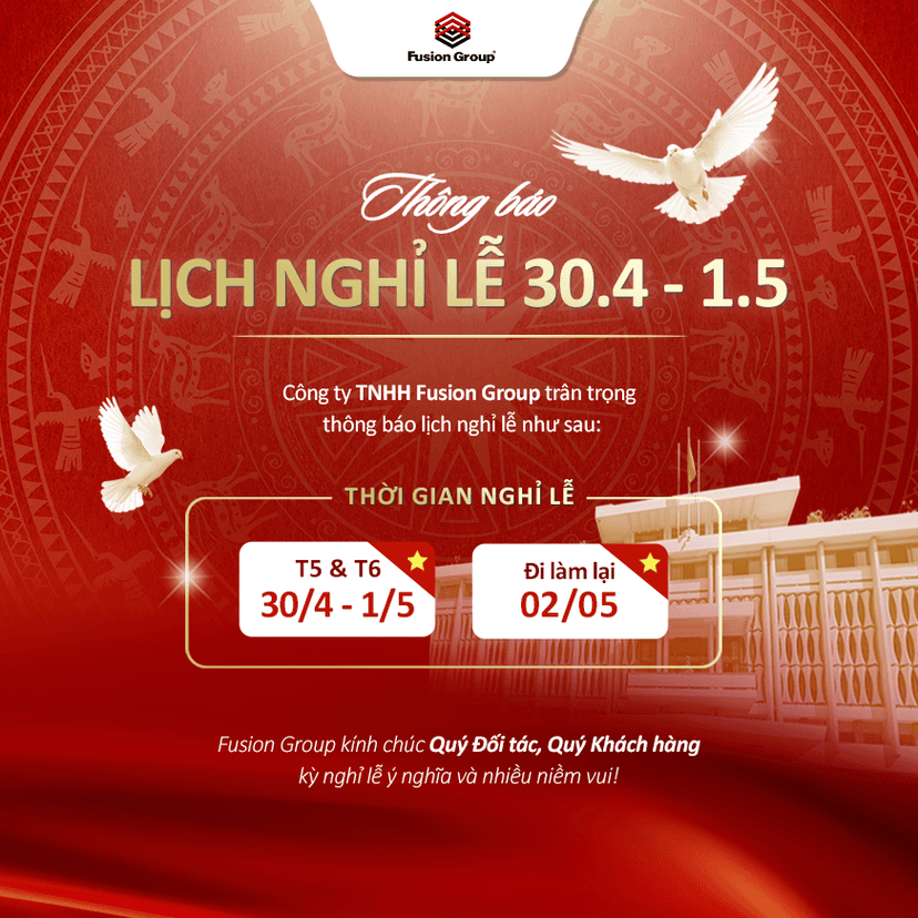 THÔNG BÁO LỊCH NGHỈ LỄ 30/4 - 01/05